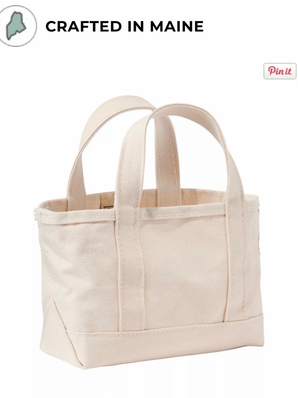 L.L. Bean Mini Boat and Tote Canvas Tote in Cream Natural NEVER BEEN USED